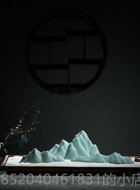 高档新中式简约摆件国景潮枯山日瓷水造陶山创意软装沙盘微景观式