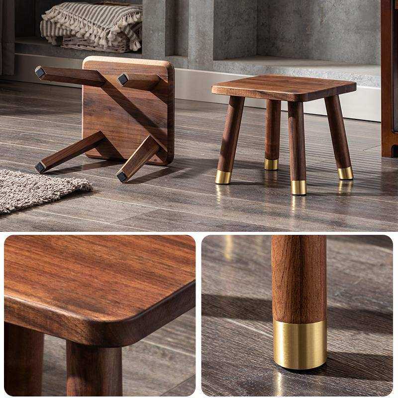 实木凳子家用木板凳客厅方凳小圆凳换鞋凳北美黑胡桃木儿童矮凳子,淘宝优惠券,粉丝福利购,淘宝优惠卷