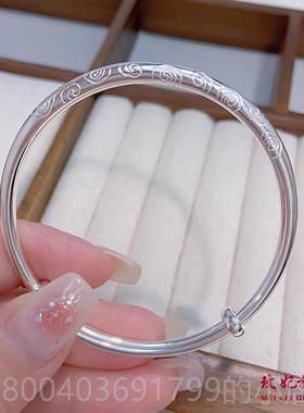 高档美妃纯银999光泽祥云纯纯银手镯利基闲容豪易匹配轻华9礼物的