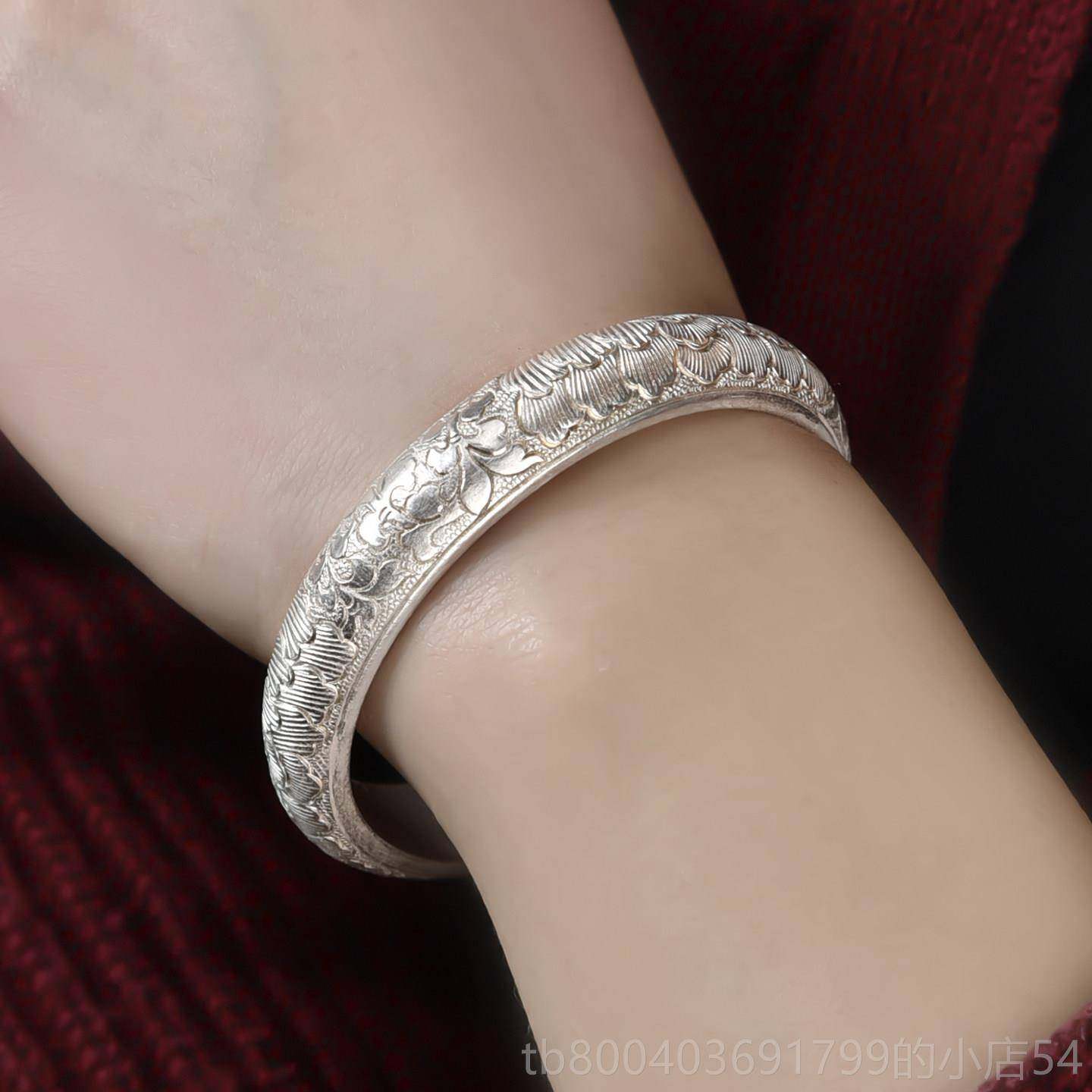 高档定制民族风古法老式熟真银银999足银纯手镯闭手口环可刻字扁,淘宝优惠券,粉丝福利购,淘宝优惠卷