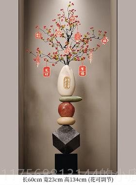 正品入门级玄关招财猫石来转运细户长竖高花瓶摆件高感客厅陶瓷装