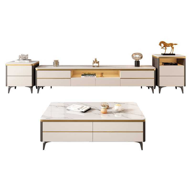 轻奢岩板茶几电视柜组合家用大小户型现代简约方型茶几影视机地柜,淘宝优惠券,粉丝福利购,淘宝优惠卷