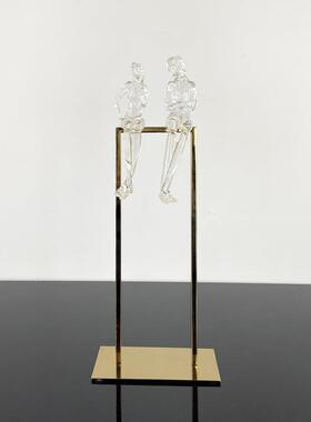 现代简约新中式树脂两小无猜摆件书房客厅电视台书柜时尚轻装饰品