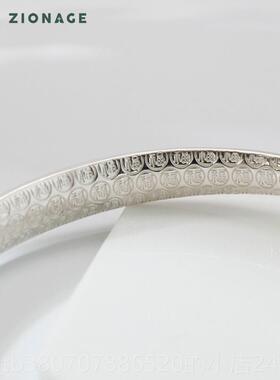 高档999款足银妈手镯女光面十字架纯银镯子七夕节妈手饰礼品推拉