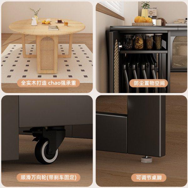 可伸缩圆餐桌椅2024新款小户型高端大气轻奢实木岩板变形折叠桌子,淘宝优惠券,粉丝福利购,淘宝优惠卷