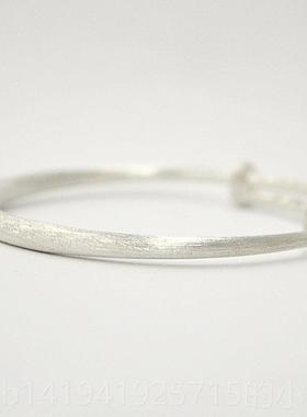 正品原创计[君子]999纯银镯 设古手法工磨砂拉手丝年轻款实心镯子