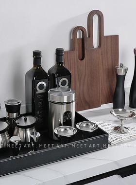 厅现代样板间厨KQO摆房件组合砧板味餐板收纳柜调罐家具展台面饰