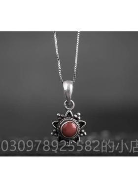 高档泊尔手尼工25银饰品宝石手9吊坠镯 女个性 手錬 创意覆古民族