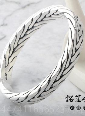 高档九股编织捻纯银手泰手工编织炼999银纯银男女夫妇式手炼开口