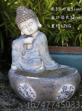 新款禅意佛像花摆件中景式创意庭院装饰园户露天造艺术阳台外玄关