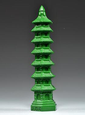 绿色木质雕刻层文桃昌LDS01165摆件9层13层7文昌塔客厅玄塔关装饰