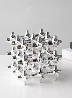 现代几何艺术镂空魔方饰品摆件样公板间家售处居办NJ022-NJ室博古