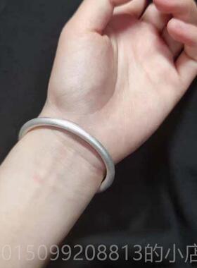 正品足银999手镯女款面实心光闭口定拉丝传承古法纯银情手侣环手