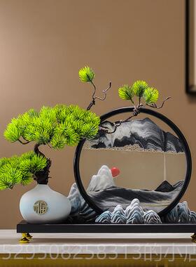 正品迎客装松山水流沙厅玄画摆件客关办公室茶艺室新中式饰品乔迁