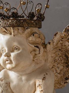 客厅人电视A2115柜白色装饰天使摆件树复脂古做旧爱可物雕塑雕像