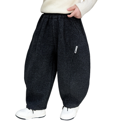 2025加绒弯刀裤2025冬季新款韩版男童冬装羊羔绒裤子宝宝一条过冬 - 图3