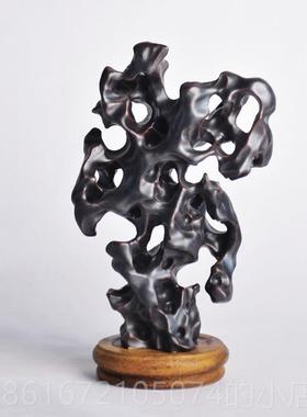 高档陶瓷太湖石山子摆件山水石头纯枯手镂空雕架刻假山石茶席工笔