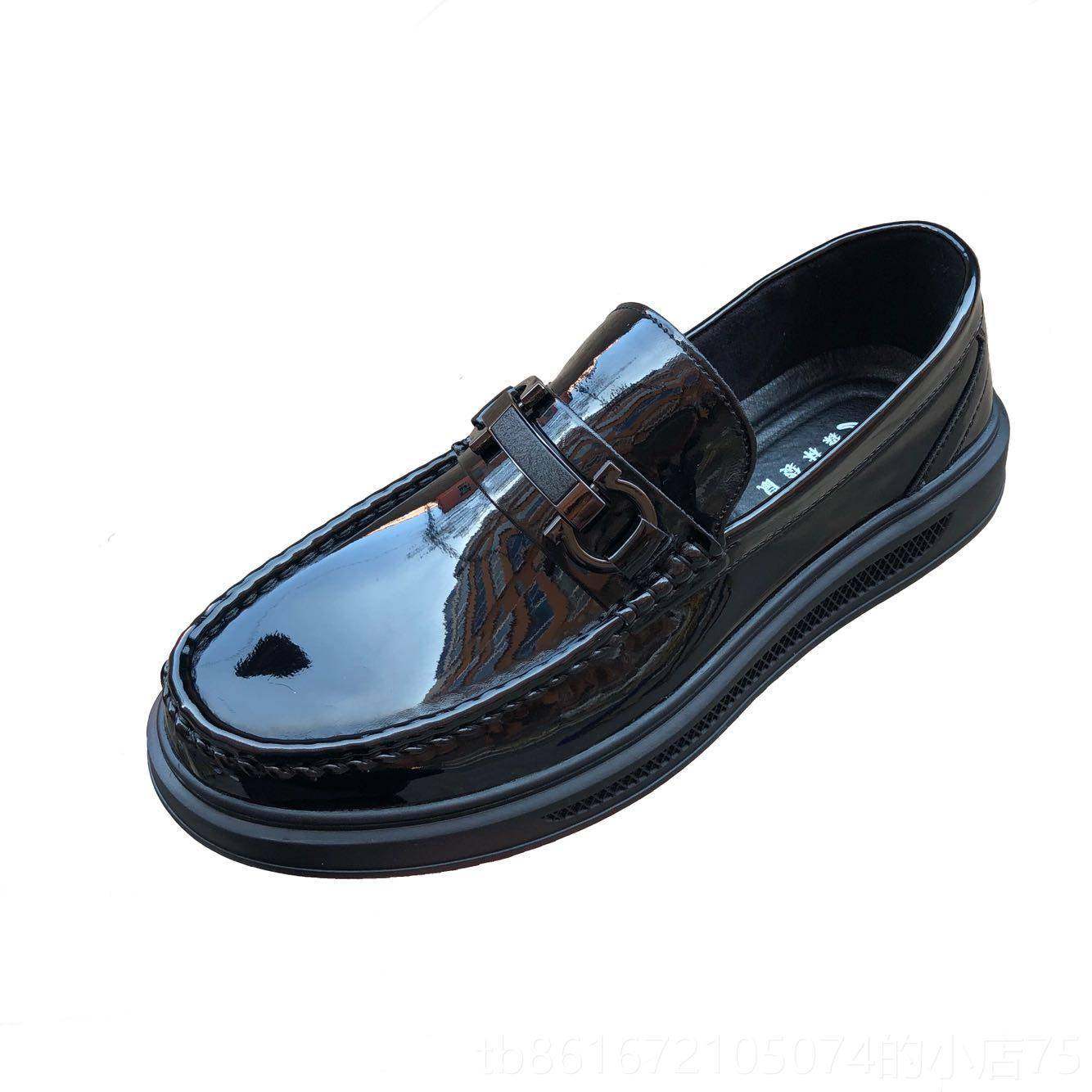 高档新款亮面漆皮闲豆豆男鞋韩版休潮流 鞋英伦厚底增高装皮鞋潮,淘宝优惠券,粉丝福利购,淘宝优惠卷