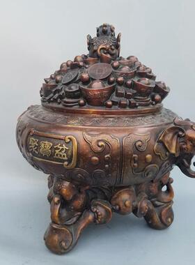 65898156铜聚宝盆五路客财元宝装貔貅妙音铜艺家居厅铜神器饰工艺
