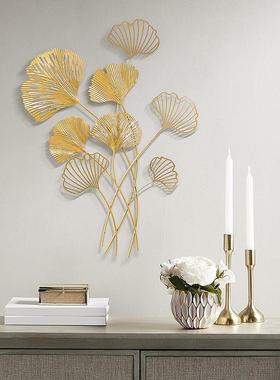 现代中式创意玄关铁艺家壁挂客过道墙金叶子壁面厅饰挂件墙壁居装