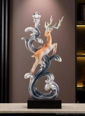 高档风生乔起礼竖高级轻奢现代摆件鹿水客厅玄关电视酒柜餐边开业