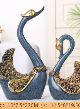 高档欧式侣天鹅树脂工艺摆件家厅居饰品客电视柜情房间摆设结品婚