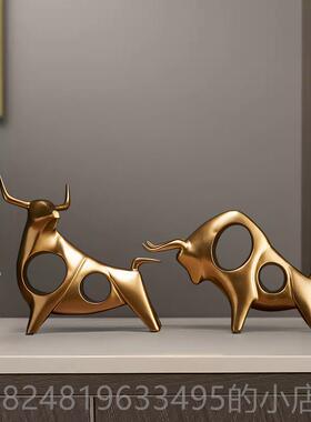 高档轻奢摆高档牛摆大件高级感客厅电视工柜艺礼品饰装饰办公室高