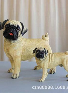 狗狗公仔仿真巴哥犬模型客厅家居装饰树脂工艺品假狗摆设动物摆件