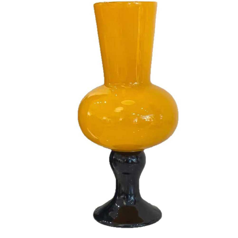 橙色复古新中式高脚花瓶中古风琉璃软装摆件鲜花百合水养玻璃花器,淘宝优惠券,粉丝福利购,淘宝优惠卷