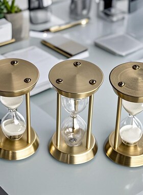 沙漏五金创意家俱摆件黑白沙经典计时器倒计时自装桌面玻璃