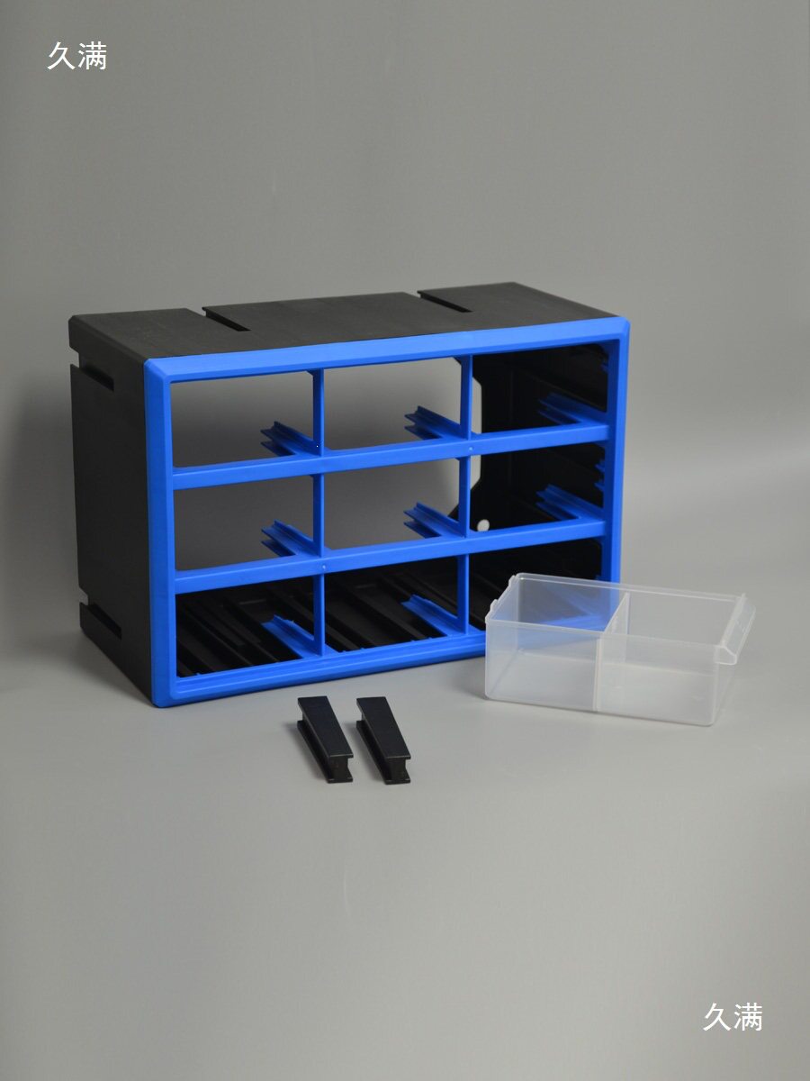 Blue combined desktop storage box, simple detachable plastic parts box with drawer, multi-compartment classification storage rack