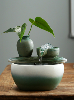 小型流水器喷泉流水摆件客厅循环水转运办公室桌面加湿器装饰品