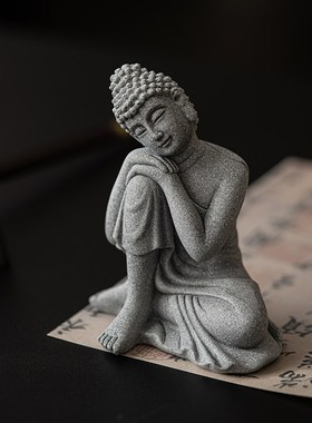 青砂石禅意沉思佛佛陀创意微景观鱼缸造景花卉盆景客厅佛像摆件