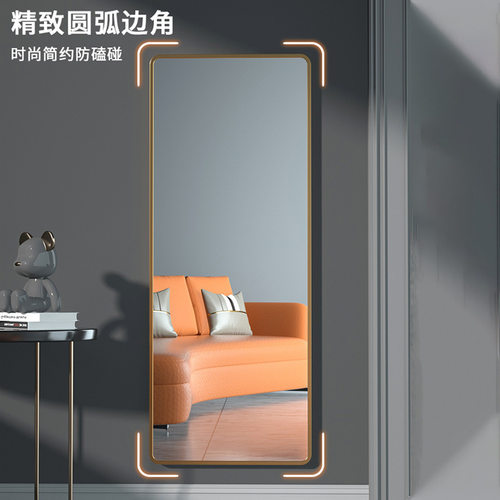 轻奢镜子全身镜穿衣镜家用卧室圆角落地镜女生宿舍壁挂立式试衣镜 - 图1