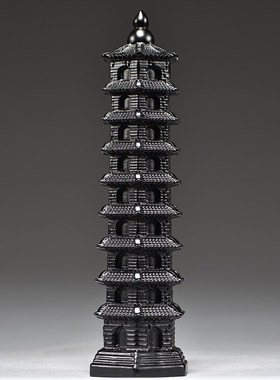 黑色木质九层十三层文昌塔雕刻摆件纯实木头13层9层文昌塔工艺品