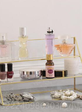 正品轻黄铜玻璃架三首饰架层手镯耳环首饰专奢柜展示化妆品收纳摆