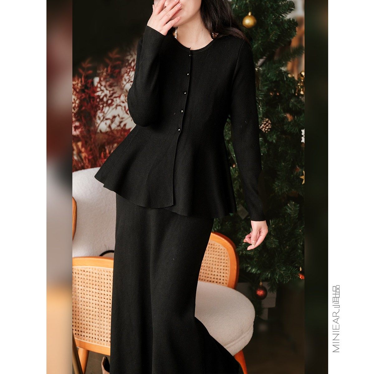 小耳出品【法国梧桐】温柔大姐姐风安迪绒波浪摆开衫半身裙两件套,淘宝优惠券,粉丝福利购,淘宝优惠卷