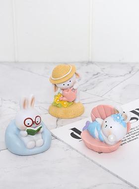 如果卡通兔子客厅桌面公仔小摆设可爱家居装饰品创意车载摆件