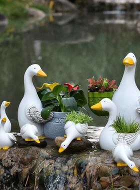 迷你小鸭子动物装饰摆件盆栽花盆户外庭院花园鱼缸鱼池造景微景观