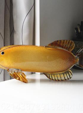 高档中国风品易上手豪华博釉面金龙鱼饰工易艺品样板房装修办公室