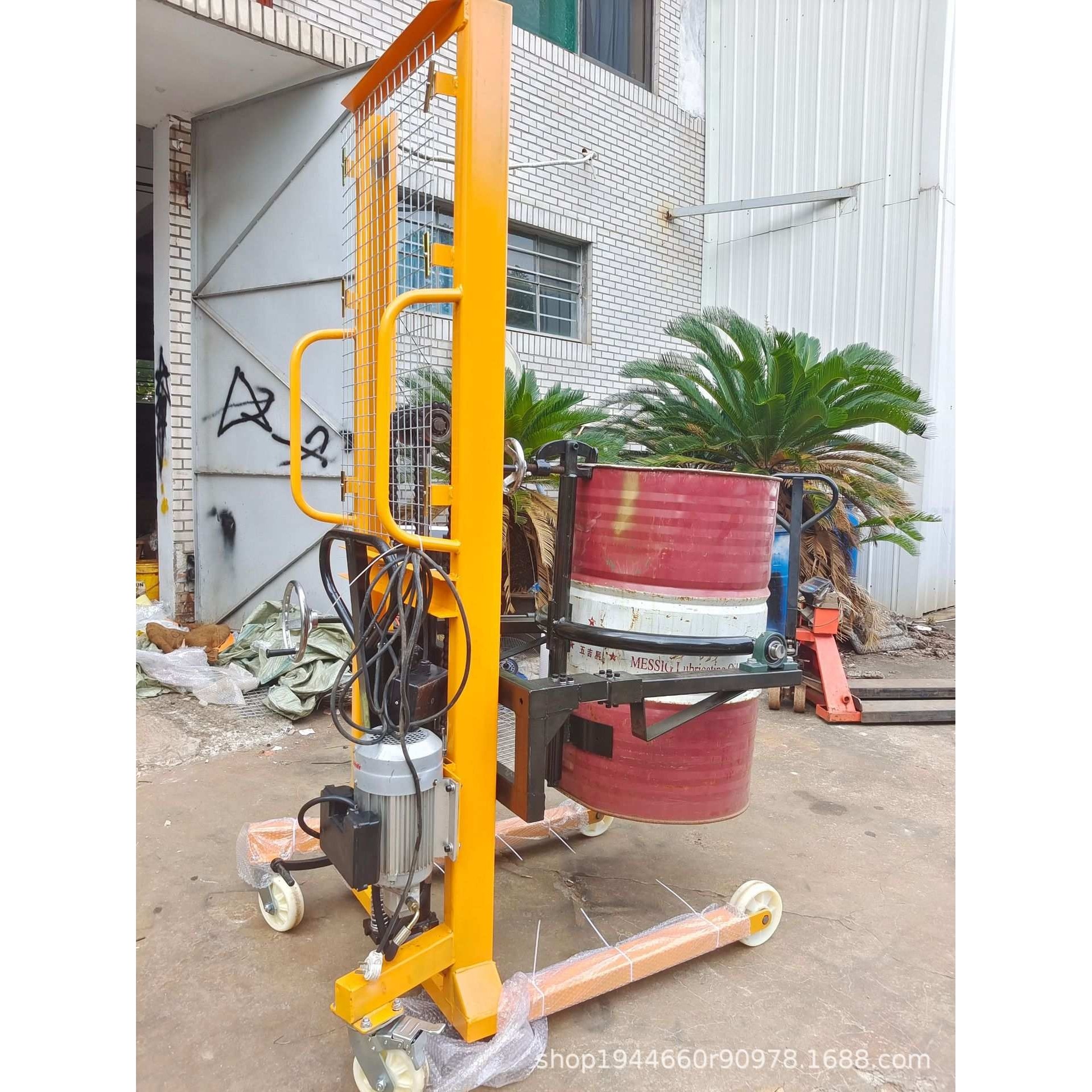 佛山电机液压两用油桶倒料车 液压翻转油桶车 载重400KG,淘宝优惠券,粉丝福利购,淘宝优惠卷