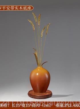 高档岁岁安麦穗铜摆件现客代软轻奢厅平玄关电视柜壁龛竖高装高级