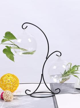 悬挂玻璃花瓶透明创意水培花瓶鱼缸 diy微景观玻璃瓶摆件铁艺花瓶