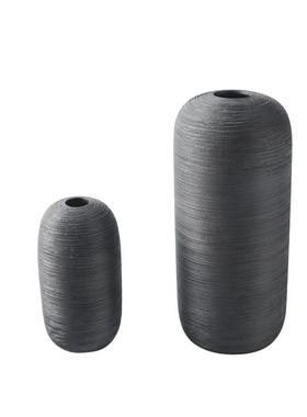 新中式黑色树脂花瓶家居客厅办公室桌面饰品仿真花干花花器插花