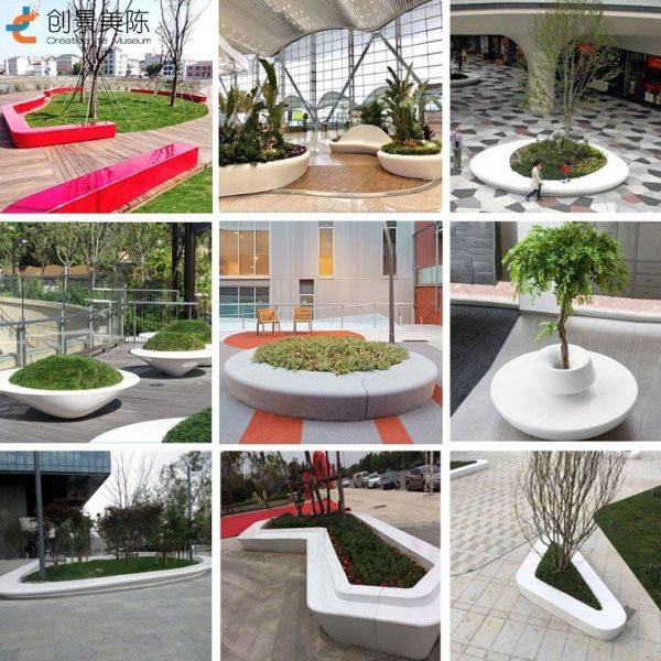 玻璃钢户外树围池座椅花坛商场休闲长条木纹坐凳广场公园小区休息,淘宝优惠券,粉丝福利购,淘宝优惠卷