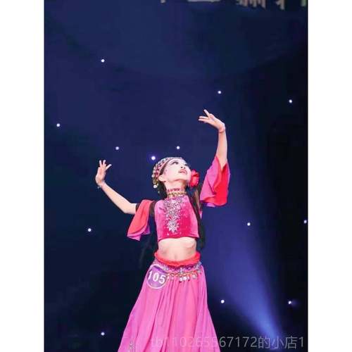 新款维吾族小小古丽蹈服克少数民族服装孜力古舞丽儿童演服出铃铛 - 图1