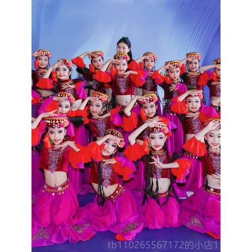 新款维吾族小小古丽蹈服克少数民族服装孜力古舞丽儿童演服出铃铛 - 图2