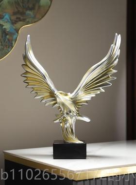新款新中式鹏展摆件高端大气工艺品雄鹰办室公书柜办大公桌翅装饰