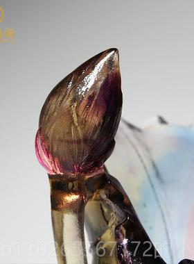 新款琉璃荷花笔筒摆件办公女室艺老板桌送领导的生日礼工物高档品