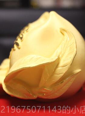 高档绒桃沙金福寿双桃金摆件贺寿祝物寿礼送老黄人朋友生日礼物礼